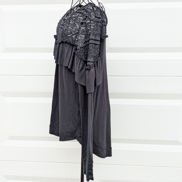 Merlose and Market Bohemian Black Lace Long Sleeve Top Size S - Picture 6 of 6